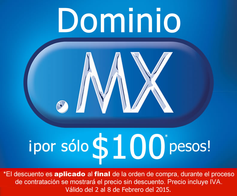 Dominios .MX por $100 pesos